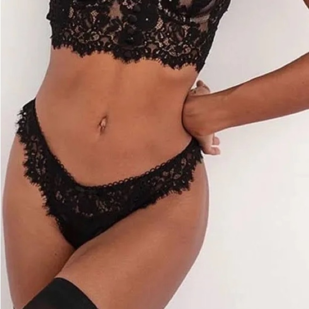 For Love And Lemons x Victoria’s Secret Black Lace Faye Panties XS